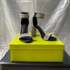 Gianni Bini Silver/Black Jeweled Heels | Size 7